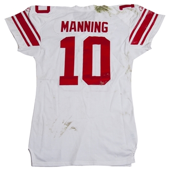 2008 Eli Manning Game Used New York Giants Road Jersey at Cleveland 10/13/08 Photo Matched(MeiGray)